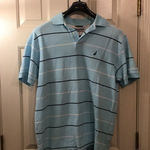 men’s nautica striped polo style shirt - large